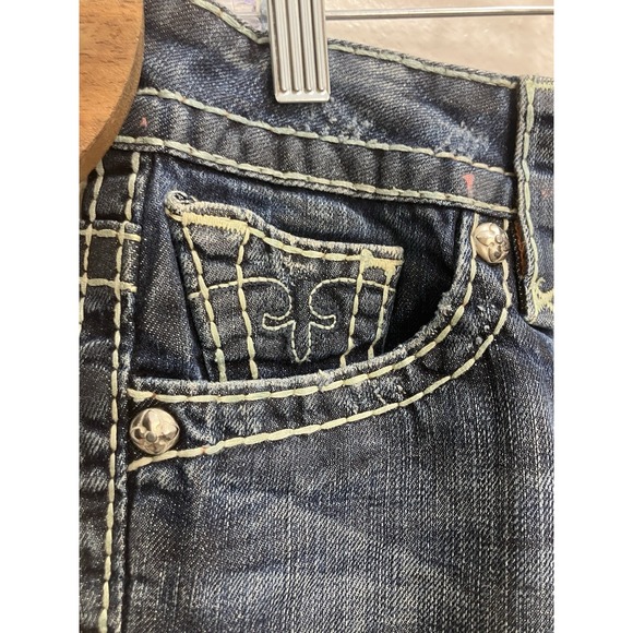 Rock Revival Eva Relaxed Bootcut Jeans Rhinestone Flap Pockets Womens 27 - Picture 4 of 14